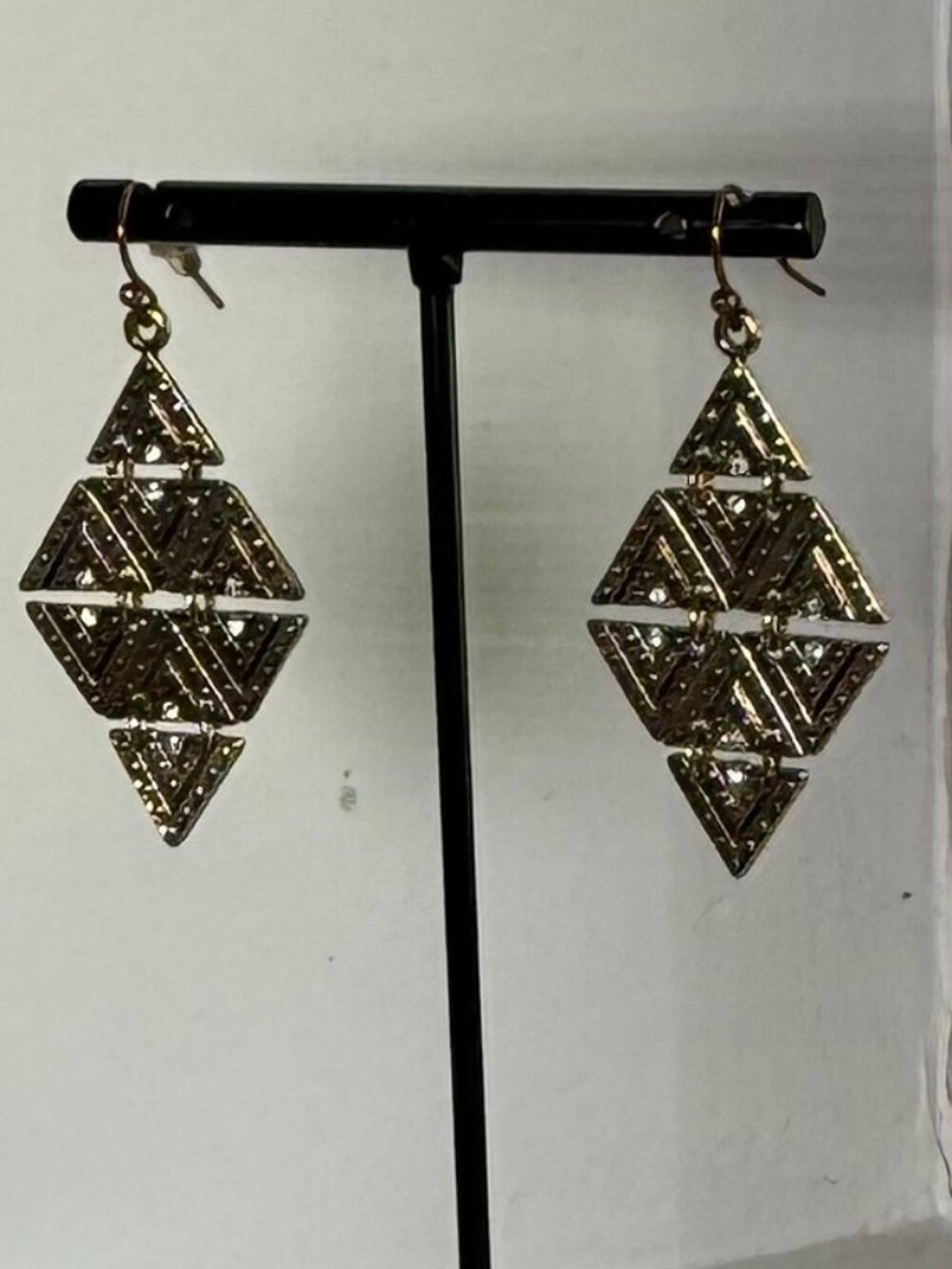 Goldtone Diamond Shape Drop Earrings